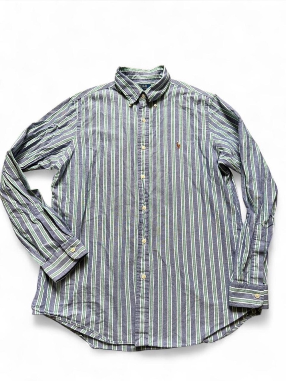 Polo Ralph Lauren Retro Vintage 90s Striped Classic Fit Long Sleeve Button Shirt